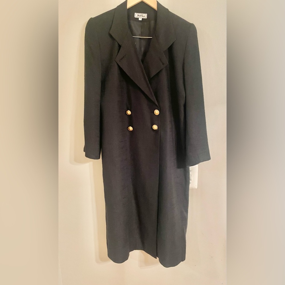 Vintage Jim Heilman Double Breasted Long Coat Size 4 with Gold Button USA- EUC